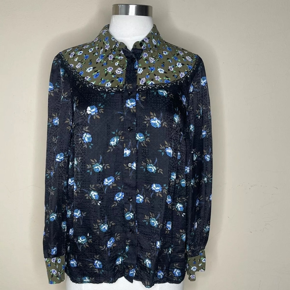 sandro paris button up floral shirt Small